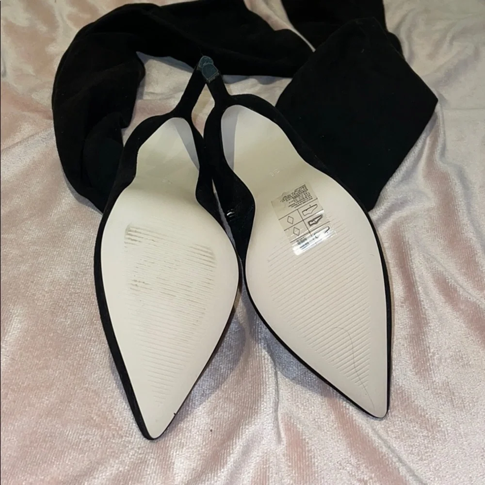 Over the knee high heel black suede boots sz 8 - Picture 2 of 4